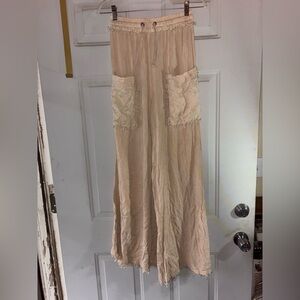 FP Movement beige gauze wide leg pants size S